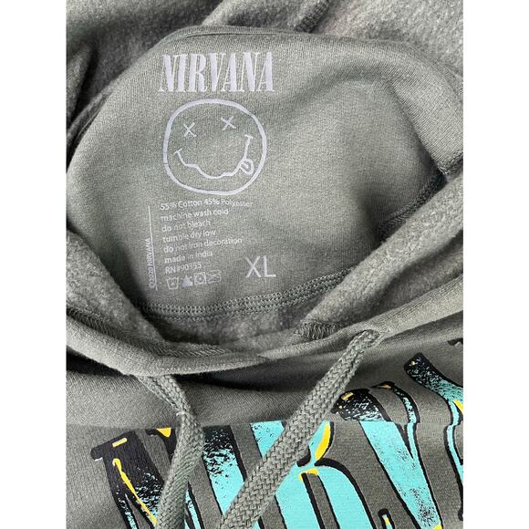 Nirvana Smiley Face Hoodie Sweatshirt - Picture 5 of 9